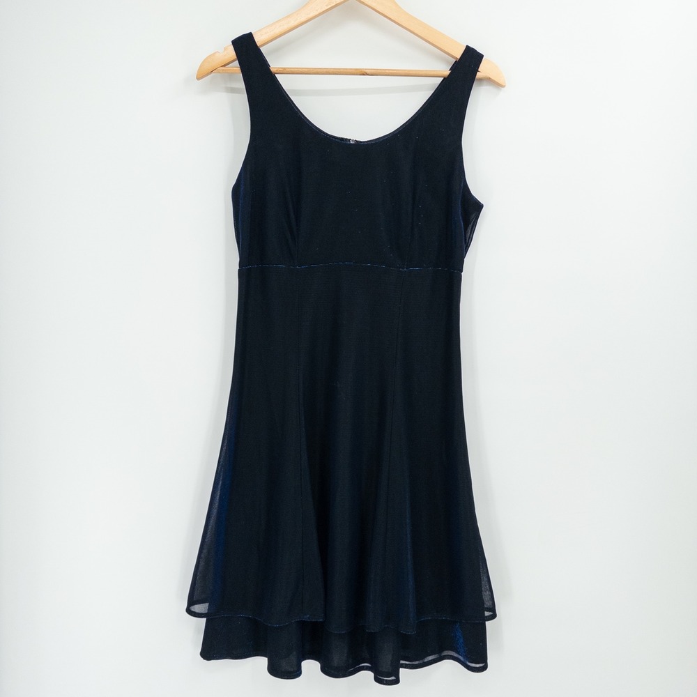 Vintage Y2K Molly Malloy Evening Dress 10‎ Black Blue Iridescent 90s Whimsigoth